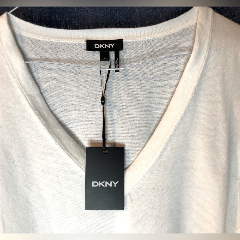 DKNY Ivory V-Neck Blouse with Puff Sleeves - Picture 4 of 7